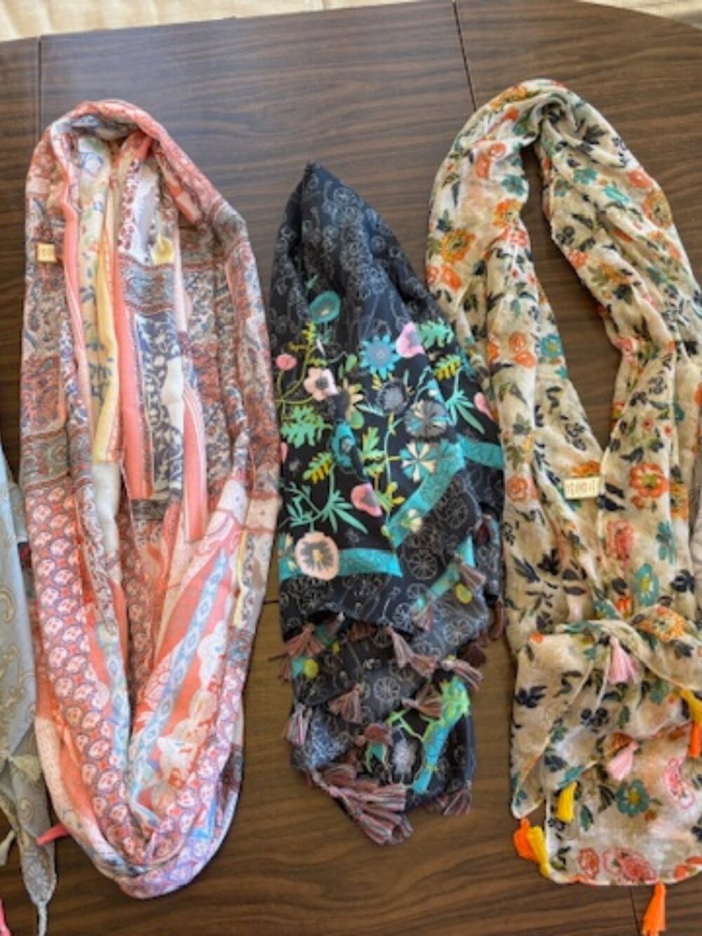 Assorted Patterned Scarves- 5 Total